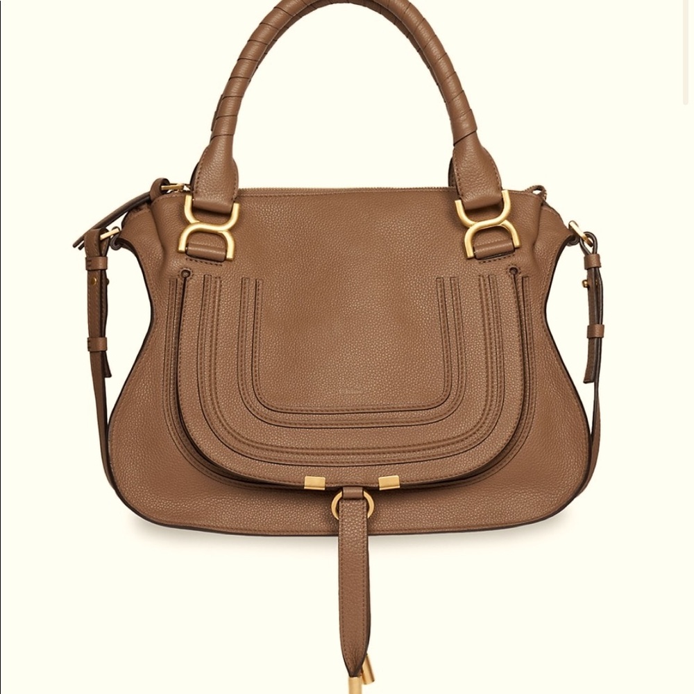 Chloé Medium Marcie Leather Satchel (Desert Taupe)